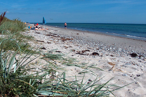 Udsigt langs stranden