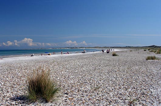 Udsigt langs stranden